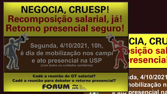 4/10 é dia de mobilização nos campi e manifestação na USP: NEGOCIA, CRUESP!
