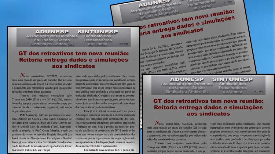 GT dos retroativos tem nova reunião: Reitoria entrega dados e simulações aos sindicatos
