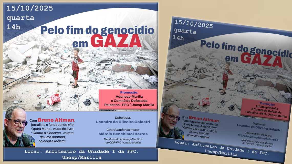 Genocídio em Gaza: Debate em Marília em 15/10 terá presença de Breno Altman