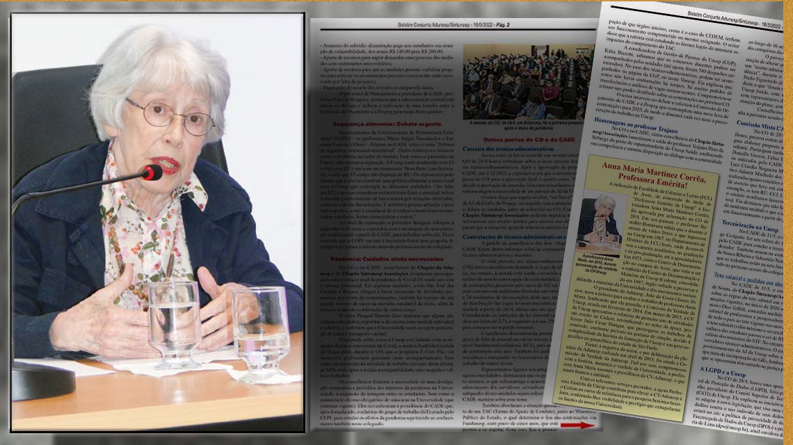 Adunesp saúda aprovação de título de ‘Professora Emérita’ à historiadora Anna Maria Martinez Corrêa 