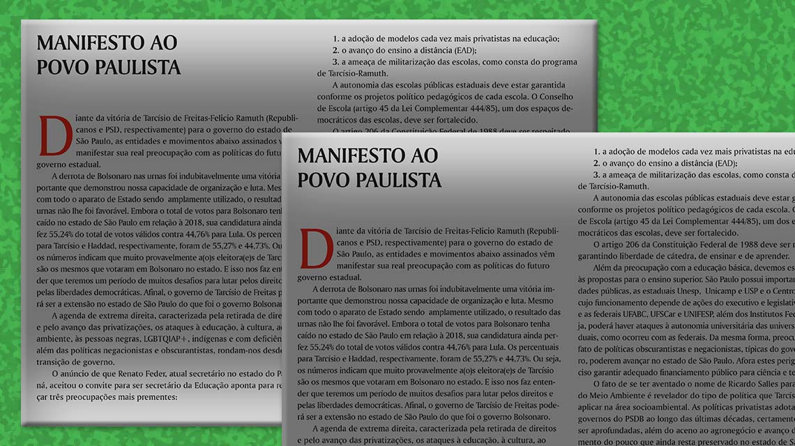 Reflexões sobre o cenário político e os desafios que virão: Fórum das Seis subscreve ‘Manifesto ao povo paulista’ 