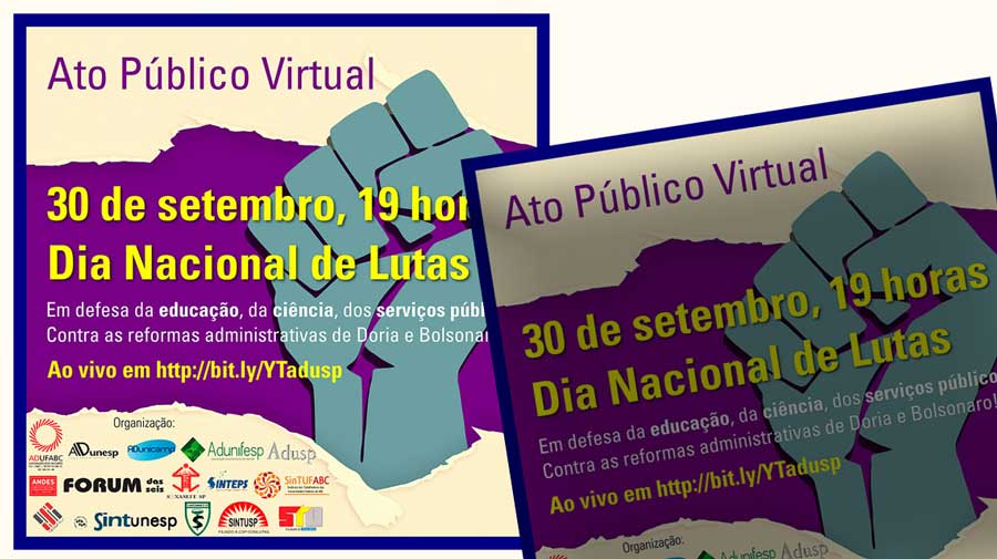 30 de setembro é Dia Nacional de Lutas. Participe do ato virtual às 19h!