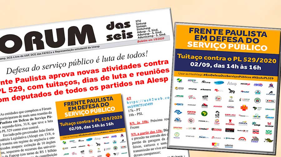 Frente Paulista aprova novas atividades contra o PL 529, com tuitaços, dias de luta e reuniões com deputados de todos os partidos na Alesp
