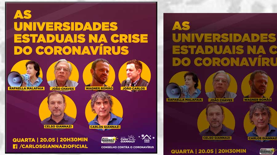 20/5, 20h30 - Adunesp participa de live sobre as ‘Universidades estaduais na crise do coronavírus”